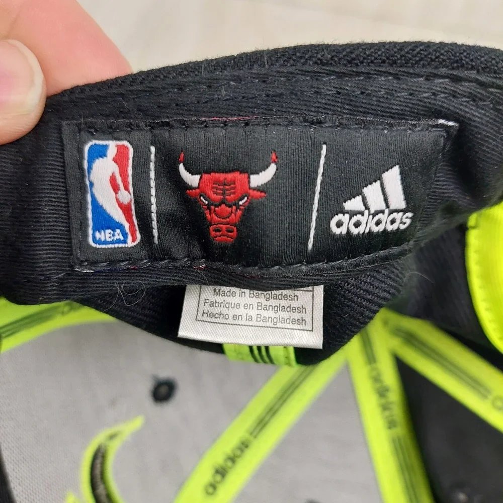 Adidas Chicago Bulls Hat Mens OSFA Black Neon Yellow Embroidered Snapback Cap